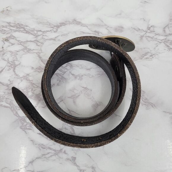 Award Design Medals N Brass Toned Buckle and Tooled Leather Belt - Picture 4 of 10